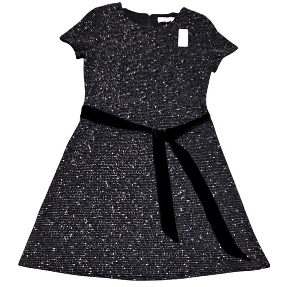 Loft Black Sparkle Short Sleeve Dress Size 6 - Picture 8 of 10